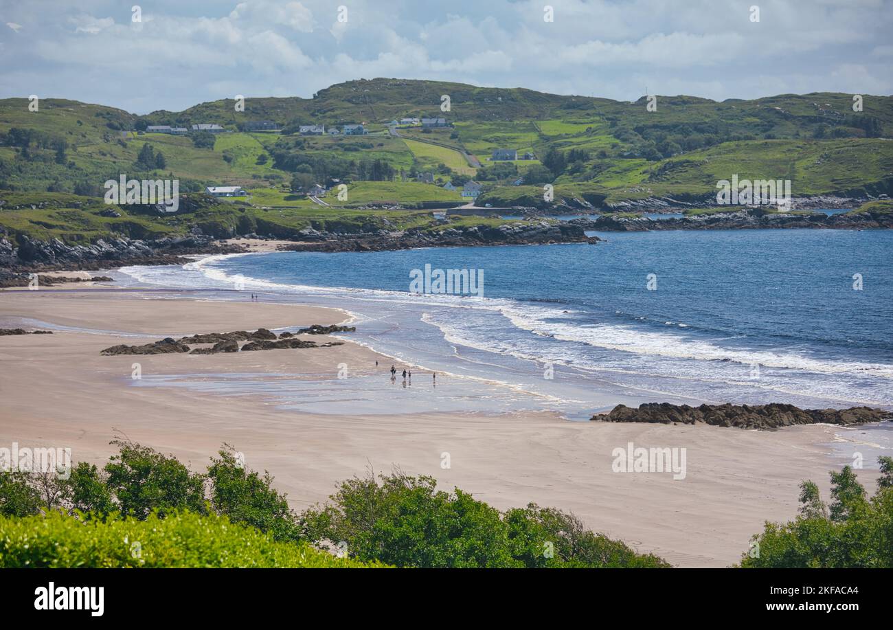Blick auf den Strand Blue Flag Fintra von oben, in der Nähe von Killybegs, County Donegal, Irland Stockfoto