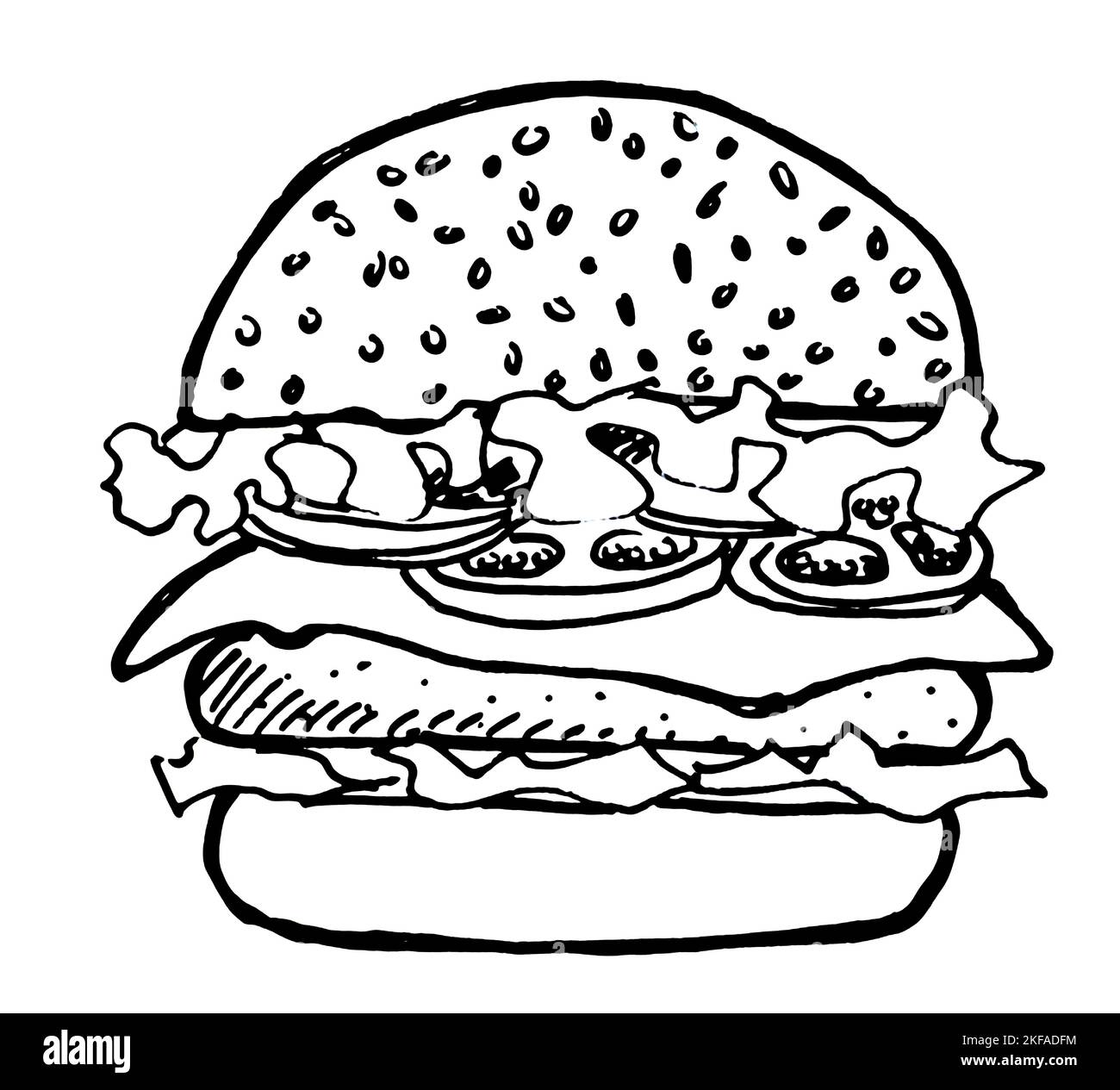 Freihand Zeichnung Hamburger Illustration Vektor Stock Vektor