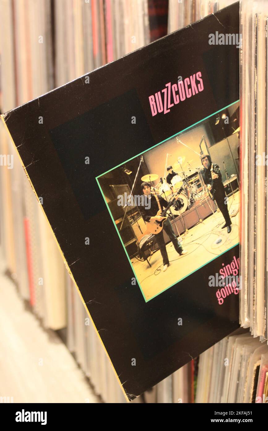 Die Singles des Buzzcocks Albums sind im Vinyl-Format stabil geblieben Stockfoto