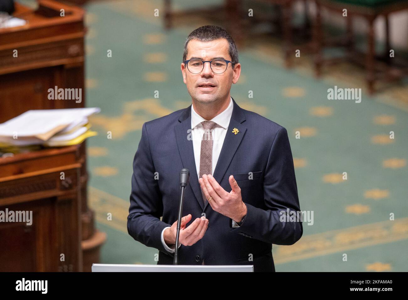 Brüssel, Den 17 November 2022. Die Sander Loones von N-VA im Rahmen einer Plenarsitzung der Kammer im Bundestag in Brüssel am Donnerstag, den 17. November 2022. BELGA FOTO NICOLAS MAETERLINCK Stockfoto
