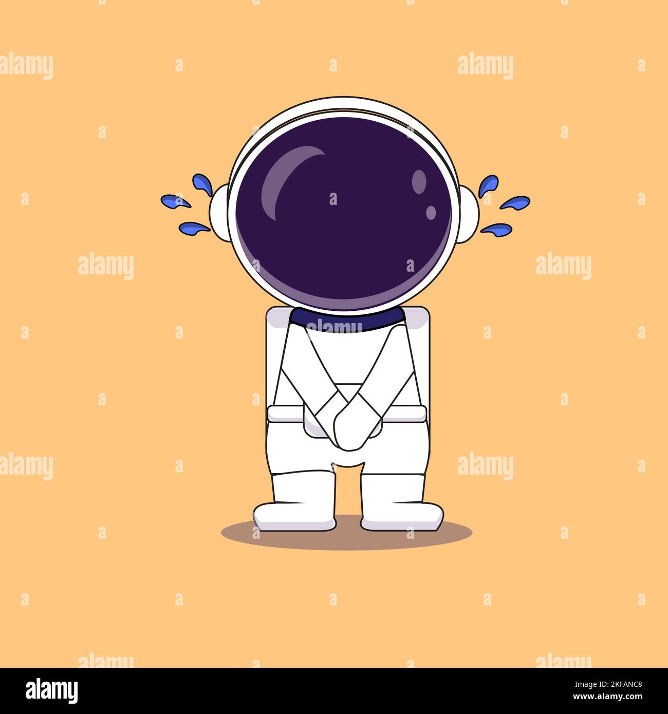 Astronaut Heulende Cartoon-Vektorsymbol-Illustration. Science Technology Icon Konzept Isoliert Premium Vector. Flacher Cartoon-Style Stock Vektor