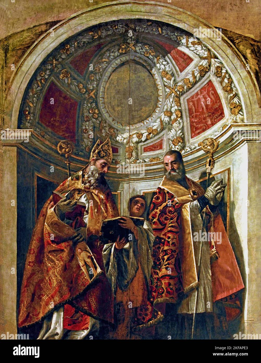 Saint Geninianus and Severus' und 'Saint John the Baptist' von Veronese (Paolo Caliari) 1528-1588 Italien, Italienisch . Stockfoto