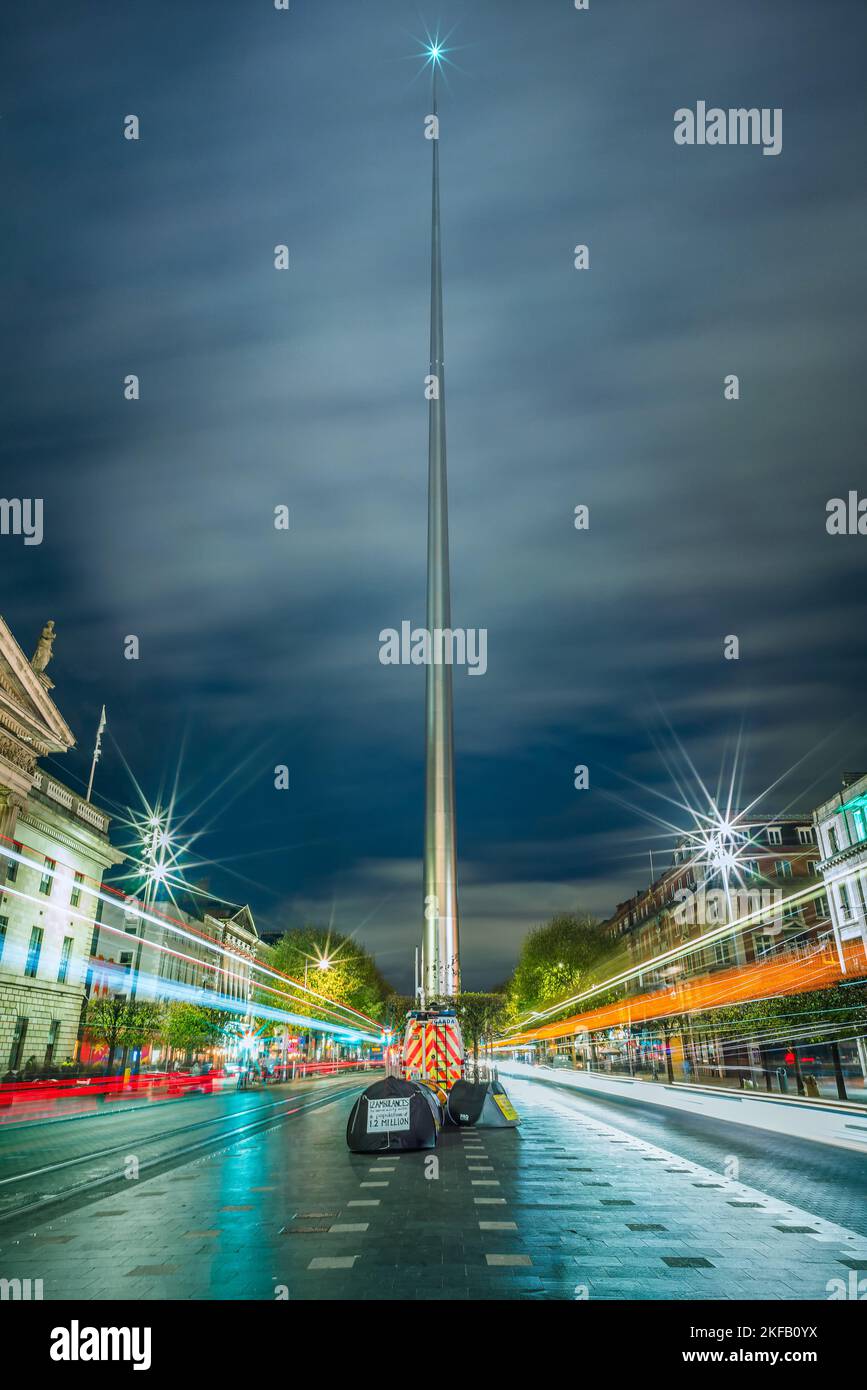 The Spire Dublin, Irland, Nachtzeit Stockfoto