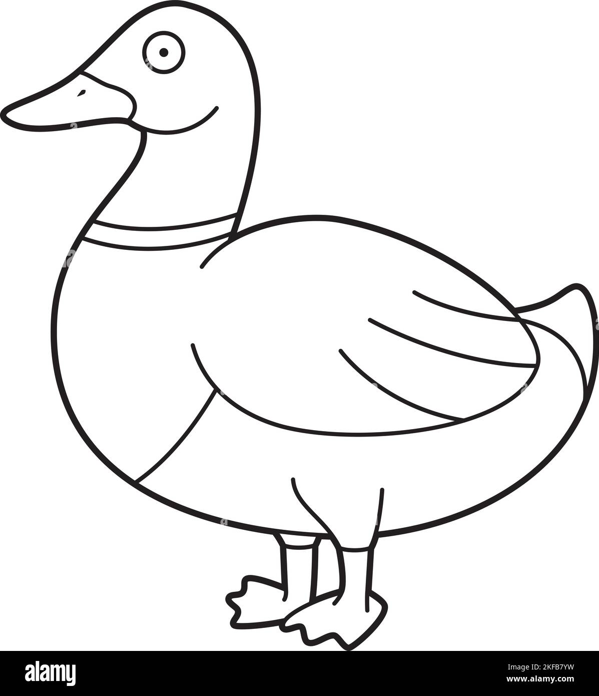 Einfache Färbung Cartoon Vektor Illustration einer braunen und grünen Ente Stock Vektor