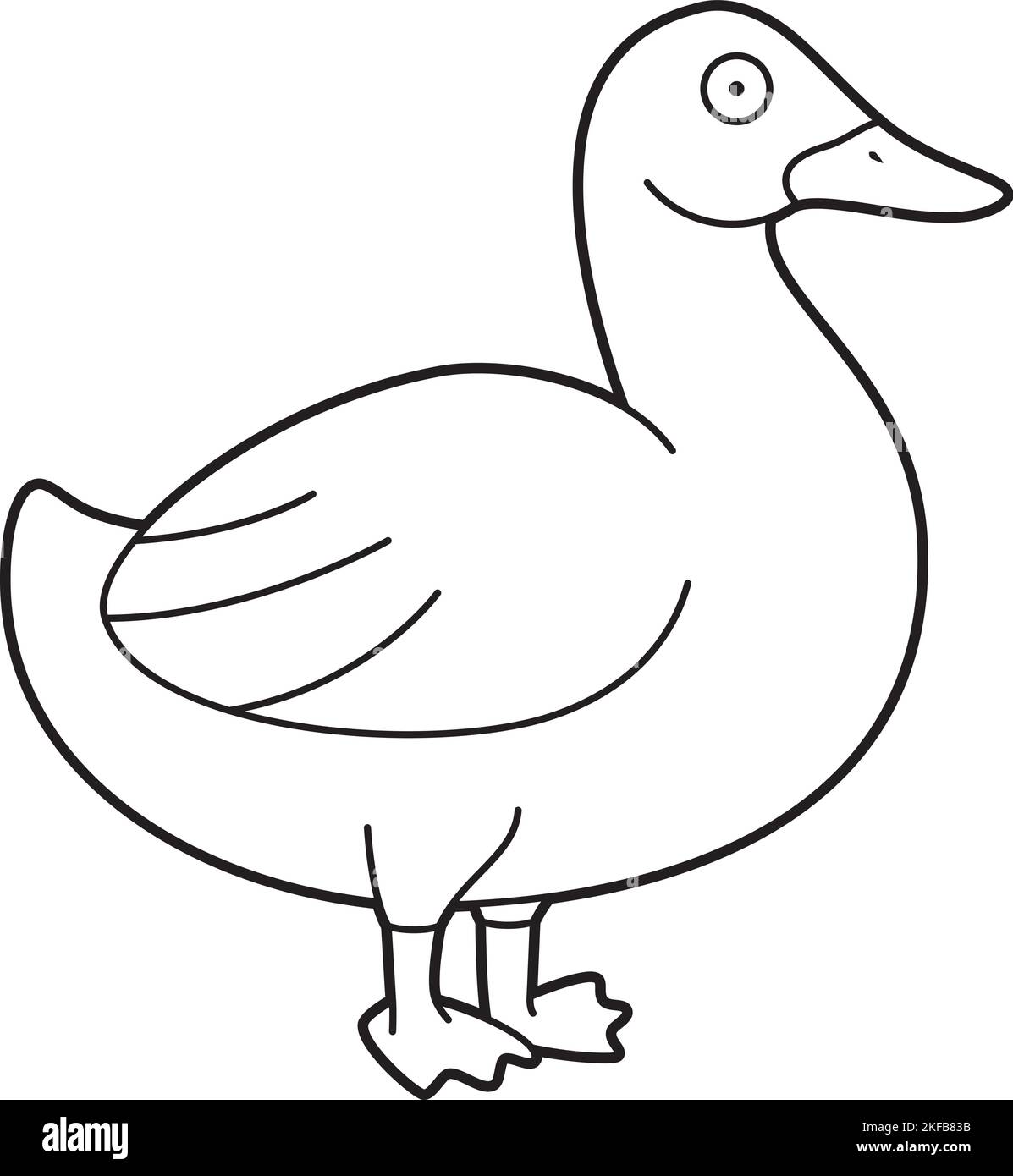 Einfache Färbung Cartoon Vektor Illustration einer Ente Stock Vektor