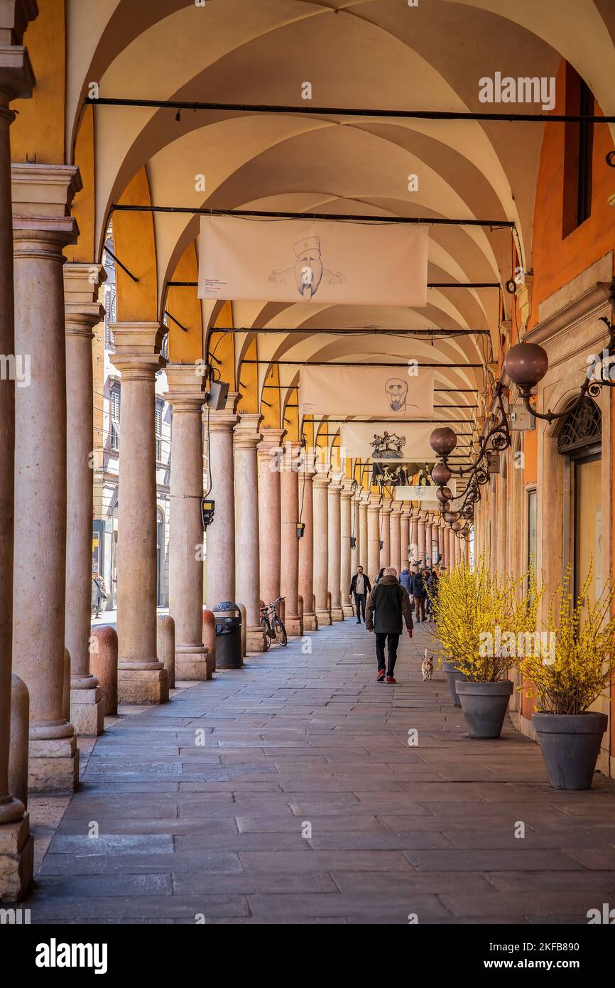 Portico del Collegio, Modena Stockfoto