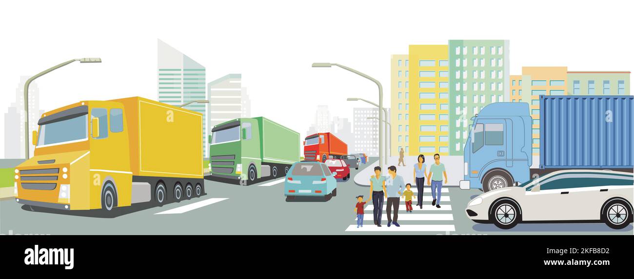 LKW in der Stadt Illustration Stock Vektor