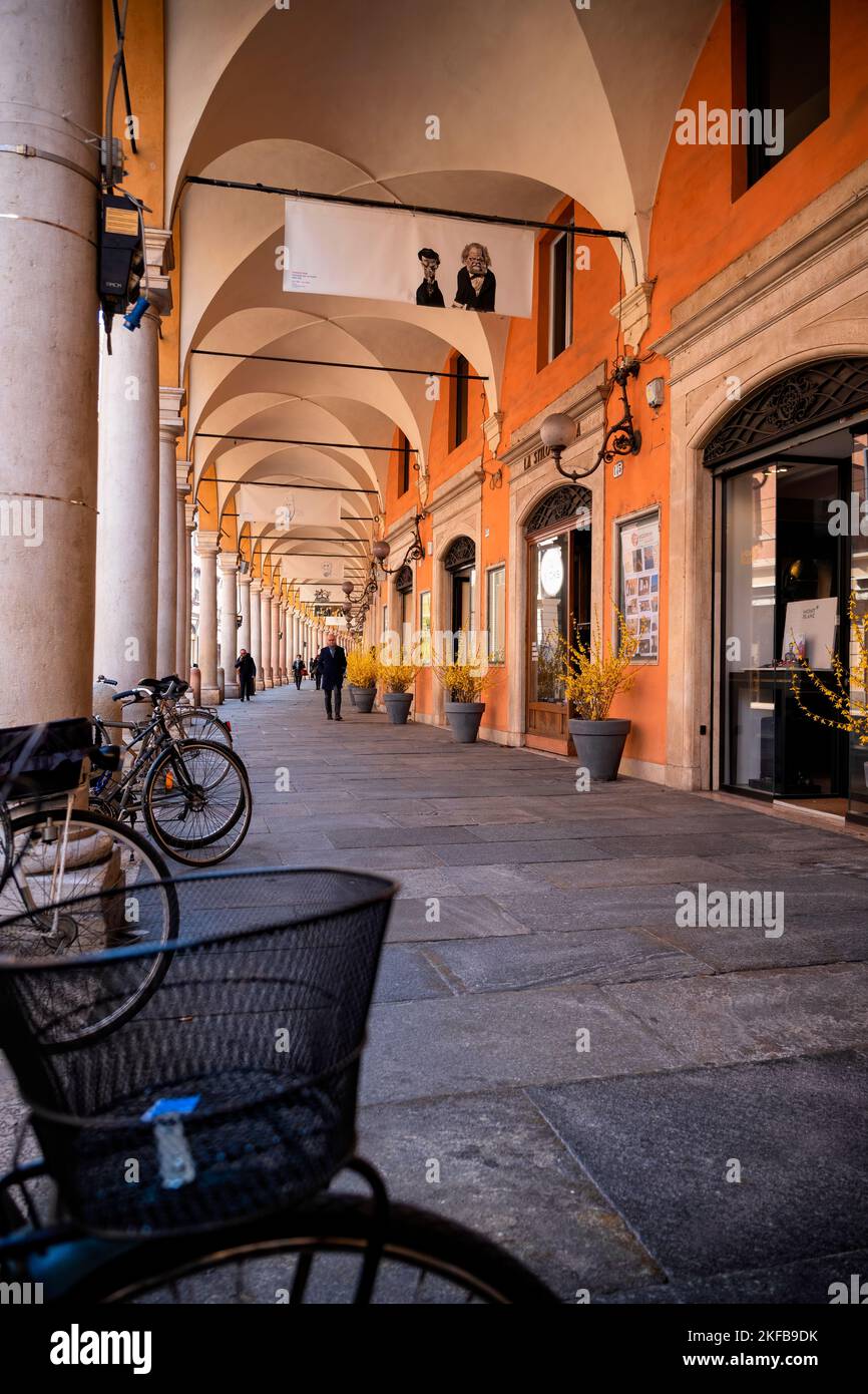 Portico del Collegio, Modena Stockfoto