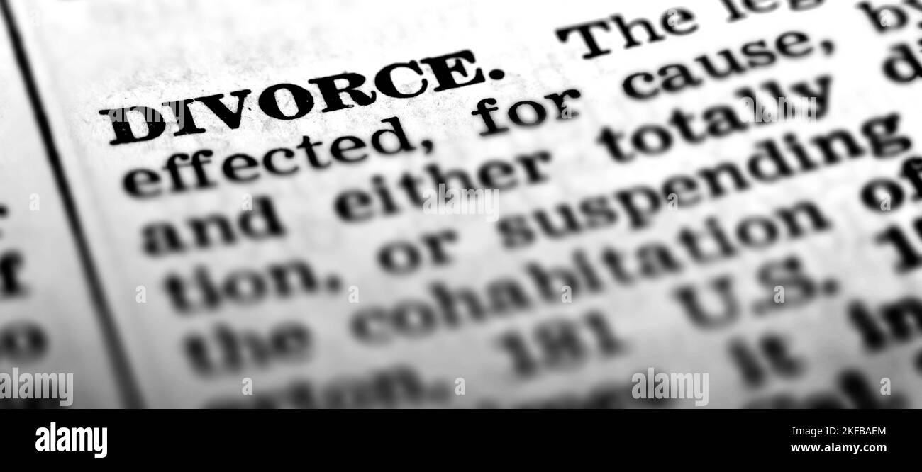 Rechtliche Definition der Scheidung Beendigung der Ehe Rechtsrecht Stockfoto