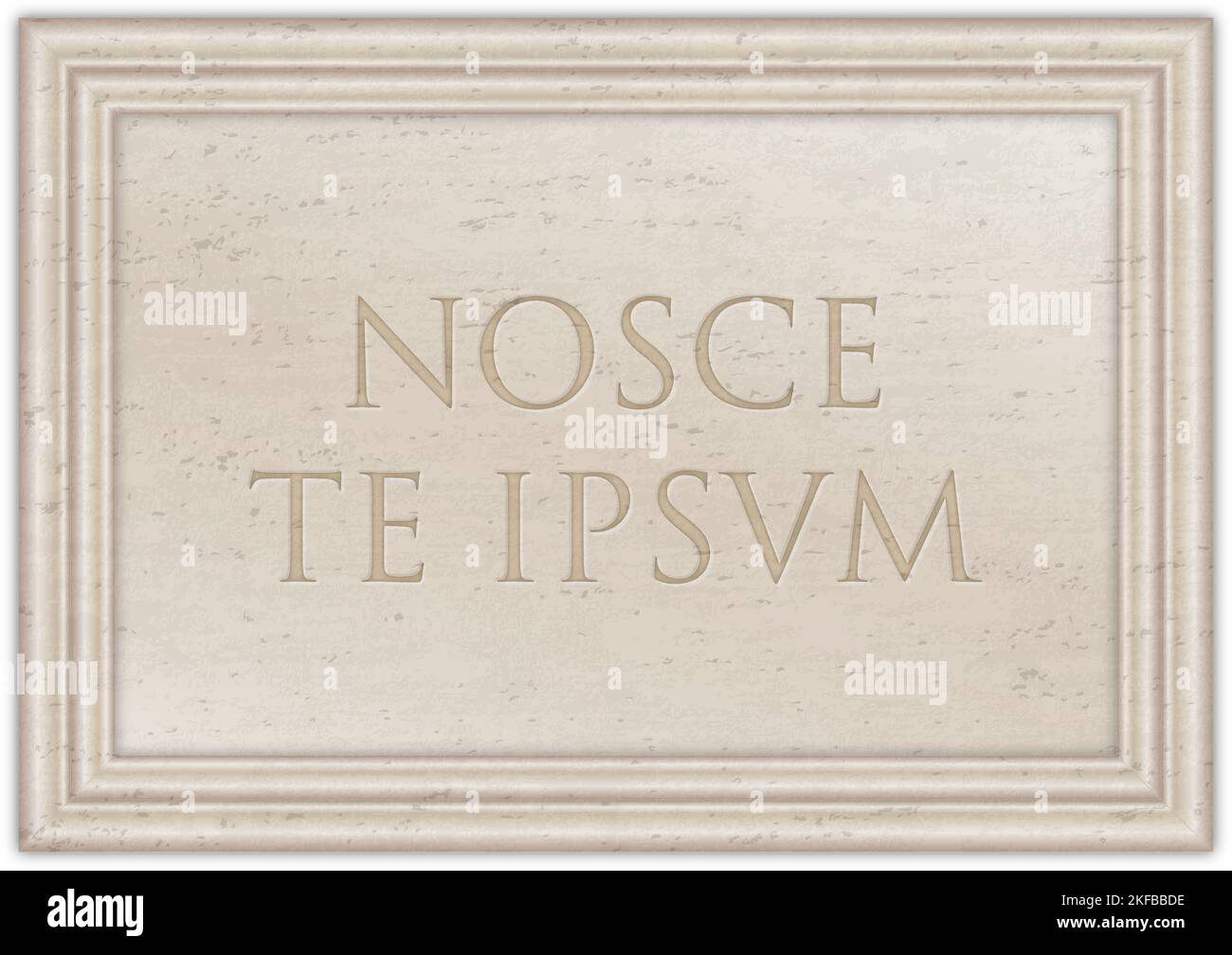 Marmorplatte mit altem lateinischem Sprichwort „NOSCE TE IPSUM“, wissen Sie selbst, Illustration Stockfoto