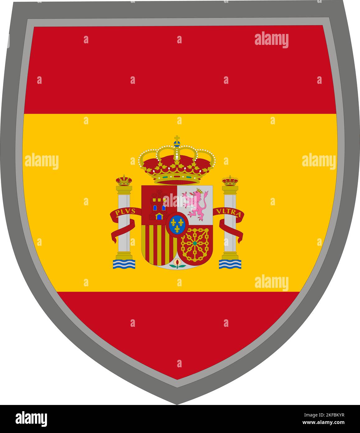Schild mit der farbigen Flagge des Königreichs Spanien, spanische Flagge ausgeschnitten Stock Vektor