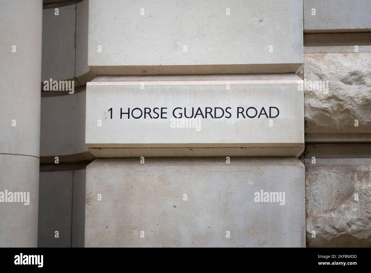 Schatzkammer in 1 Horse Guards Road, Westminster, London, Großbritannien. Das Finanzministerium Ihrer Majestät oder die Schatzkammer oder informeller das Finanzministerium Stockfoto
