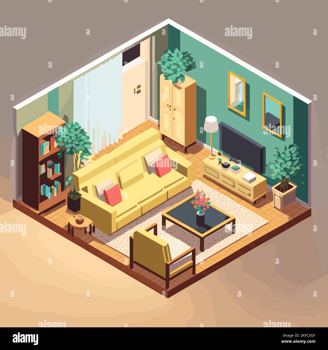 Eine isomorphe Schachtel eines Wohnzimmers Stock Vektor