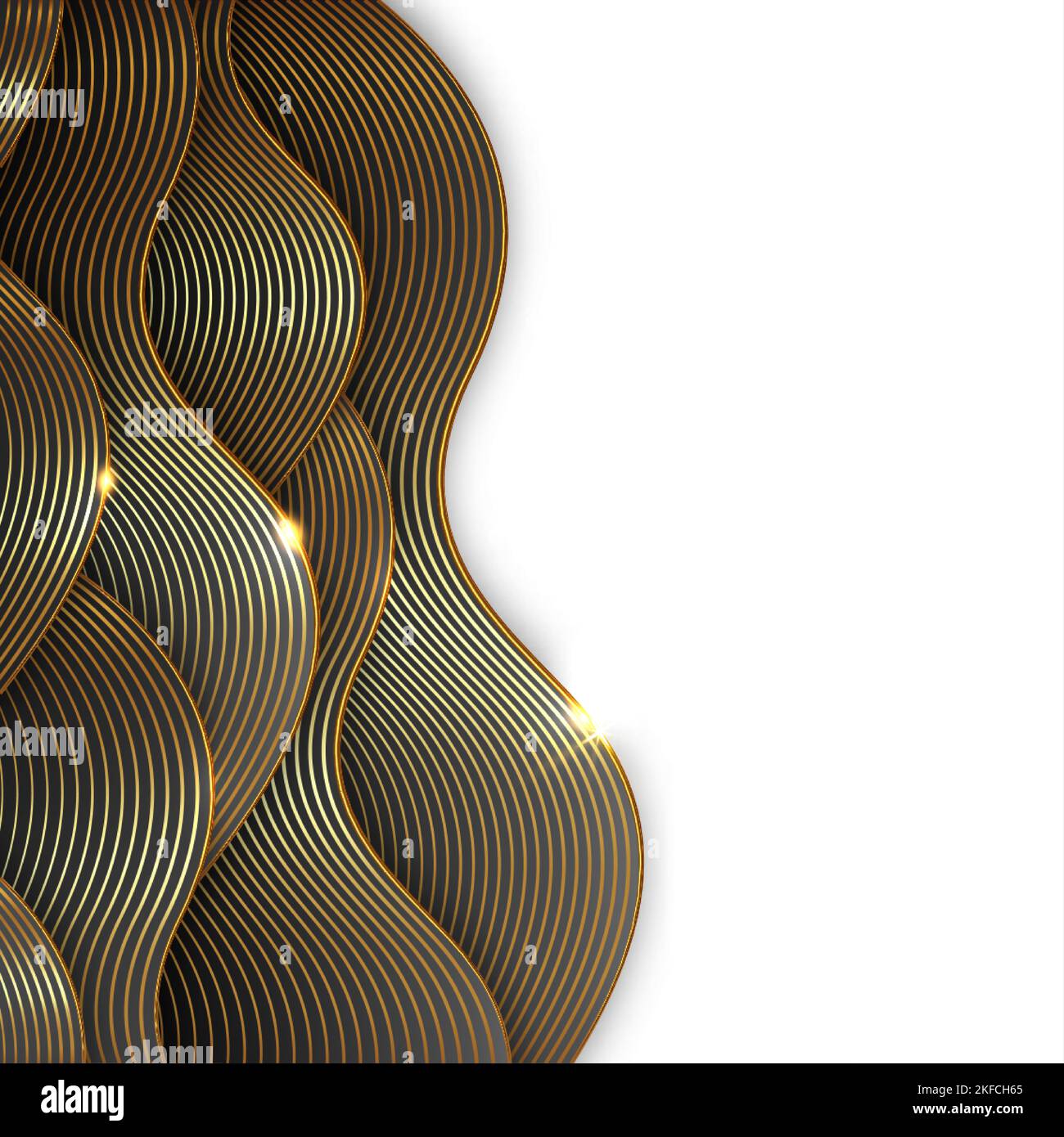Abstrakt glänzende Farbe Gold Welle Design-Element, goldene Linien Muster Hintergrund. Golding Luxury Design für Cover, Einladung, Banner-Vorlage, isoliert Stock Vektor