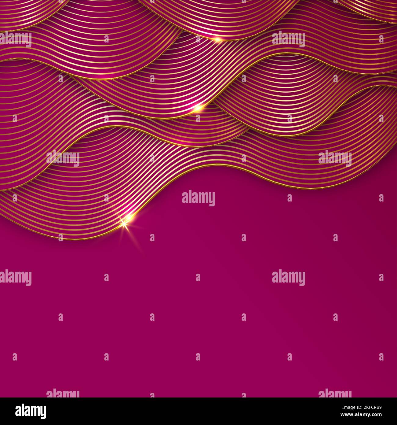 Gold Rahmen Rand glänzend Welle Design-Element, goldene Linien Muster Hintergrund. Golding Luxus Design für Cover, Einladung, Banner-Vorlage, isoliert o Stock Vektor