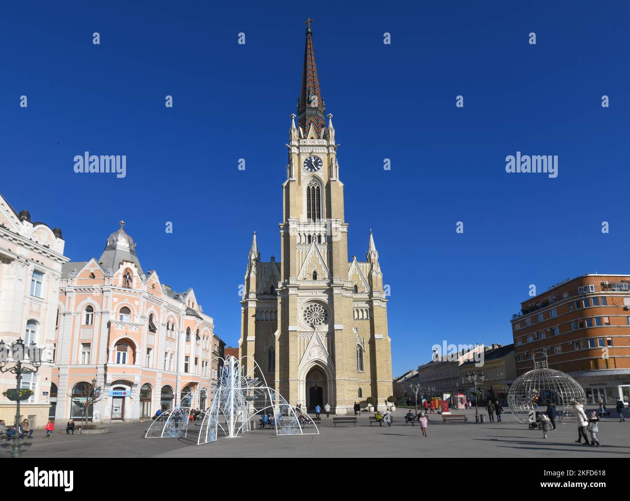 Novi Sad: Name der Maria-Kirche, auf dem Platz der Freiheit. Serbien Stockfoto