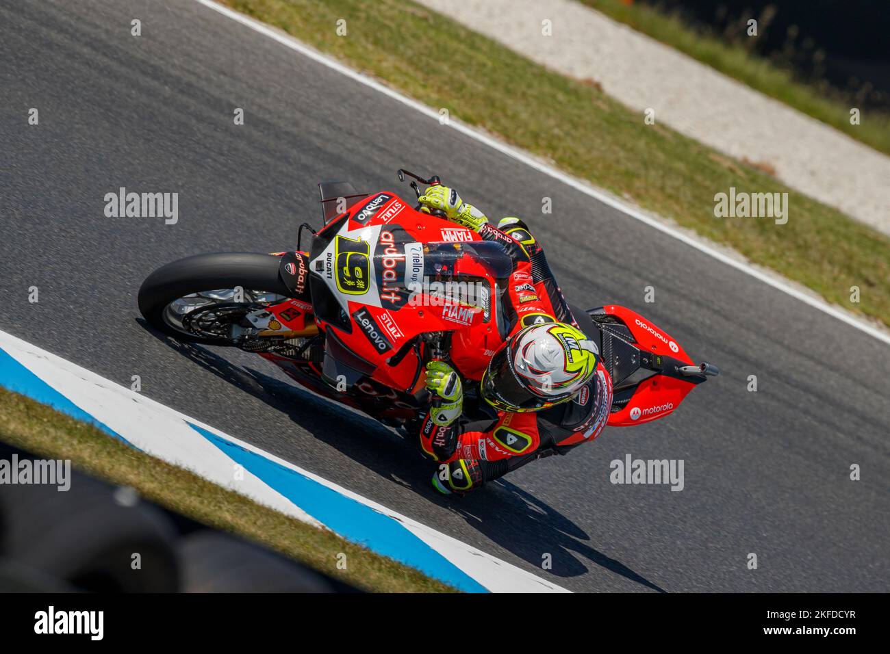 Phillip Island, Australien., 18. November 2022. FIM Superbike World Championship. Freies Üben 1. Alvaro Bautista, Aruba.it Ducati. Weltmeister Bautista beendete die erste Trainingseinheit als zweitschnellster in der Gesamtwertung hinter Jonathan Rea. Stockfoto