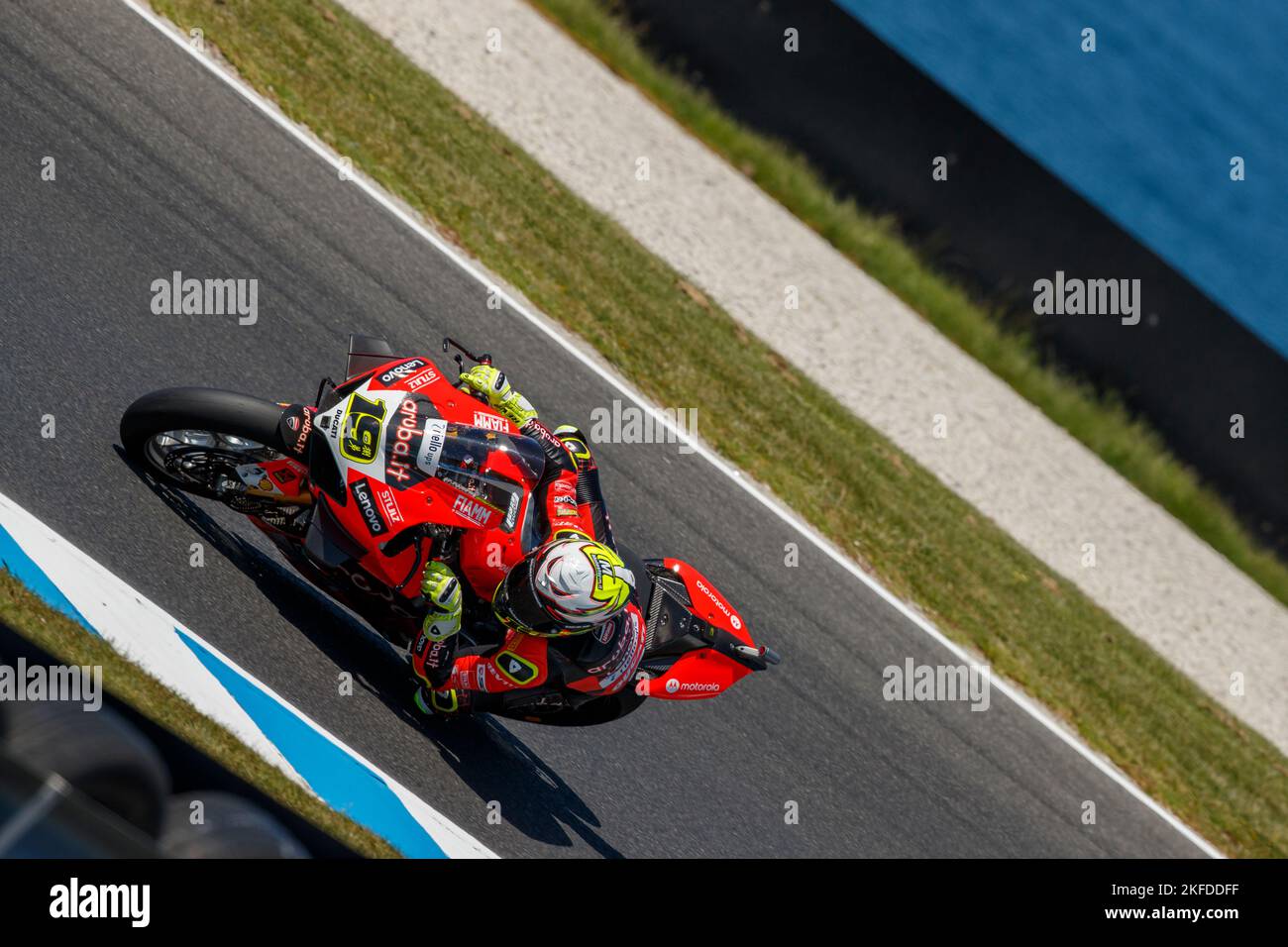 Phillip Island, Australien., 18. November 2022. FIM Superbike World Championship. Alvaro Bautista, Aruba.it World Superbike Team. Bautista war im ersten Training insgesamt zweitschnellster. Stockfoto