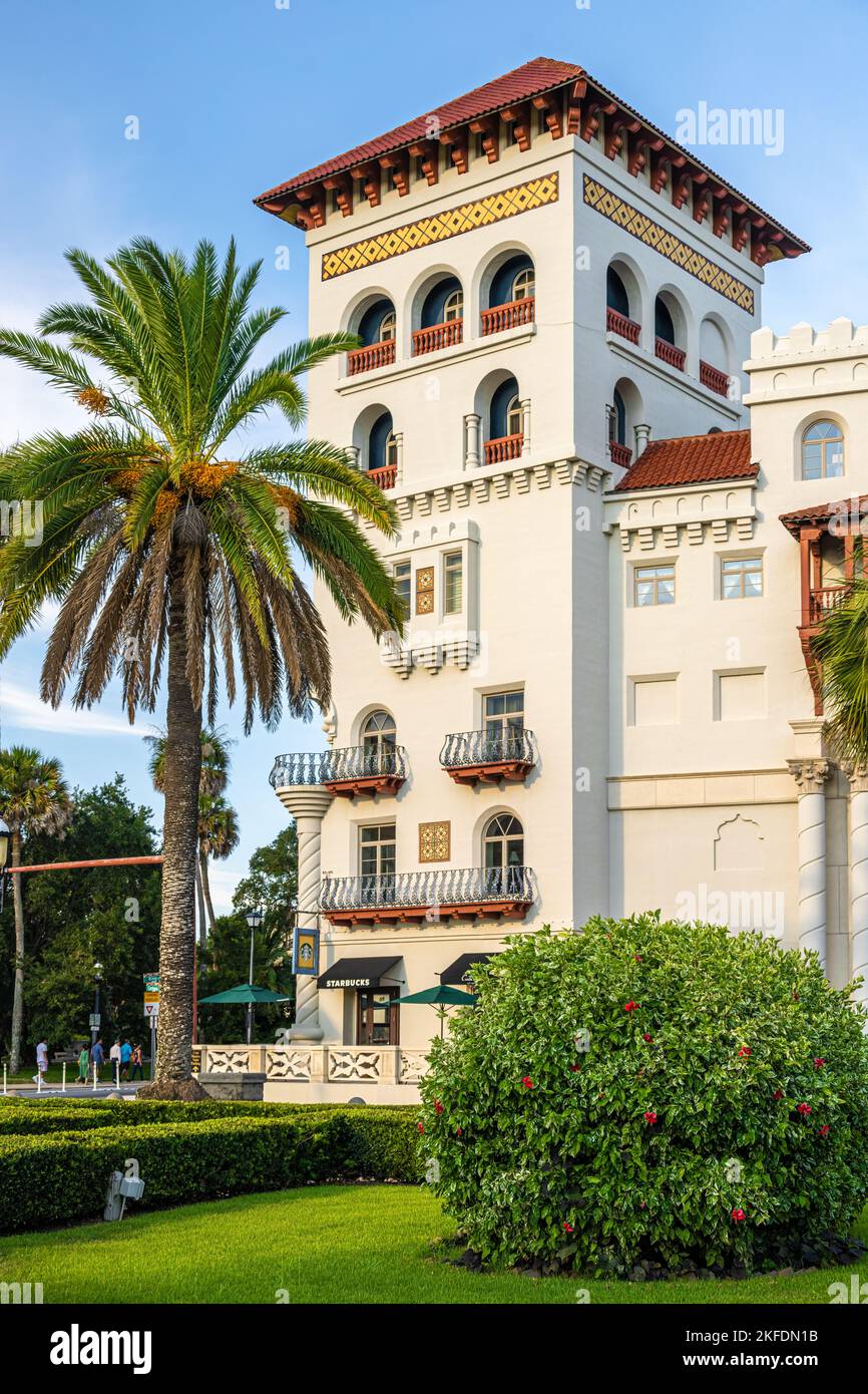 Das elegante Casa Monica Resort & Spa, ein im maurischen Stil erbautes Luxushotel im historischen St. aus dem 19.. Jahrhundert Augustine, Florida. (USA) Stockfoto