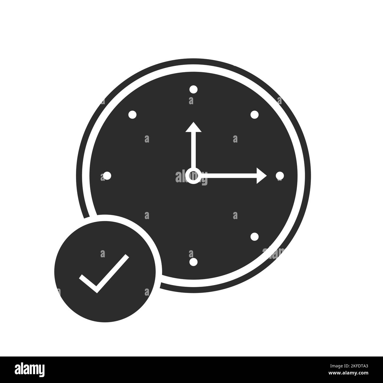 Vektordarstellung Des Symbols „Analoguhr Ein – Zeit Flach“ Stock Vektor