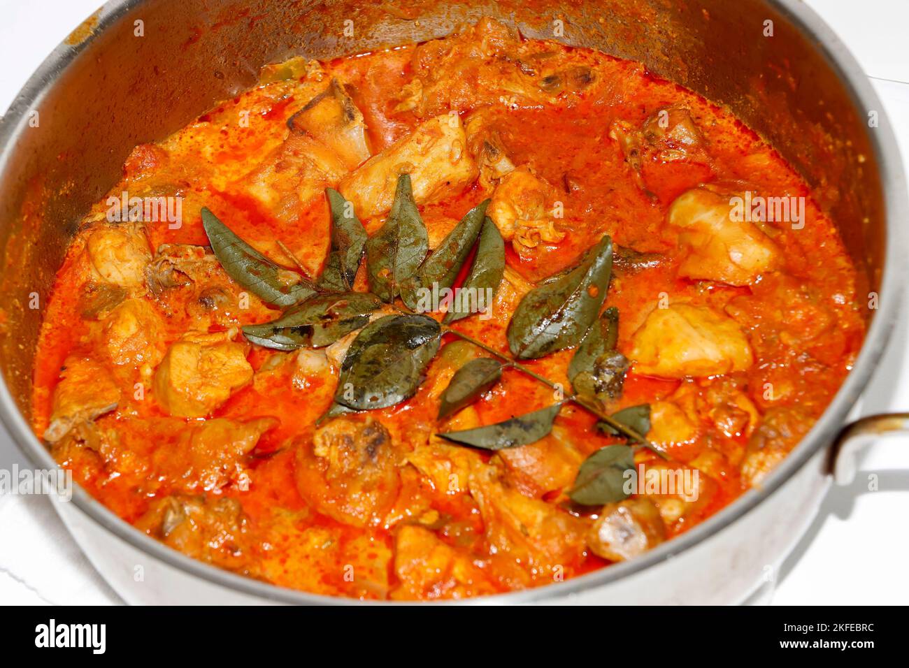 Nahaufnahme Bild Von Würzigen Kerala Stil Huhn Curry Stockfoto