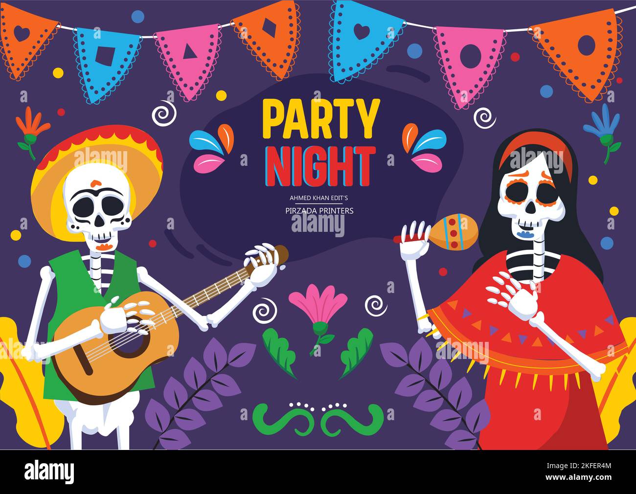 Party Night Artowrk Illustration Voll Bearbeitbare Vorlage Stock Vektor