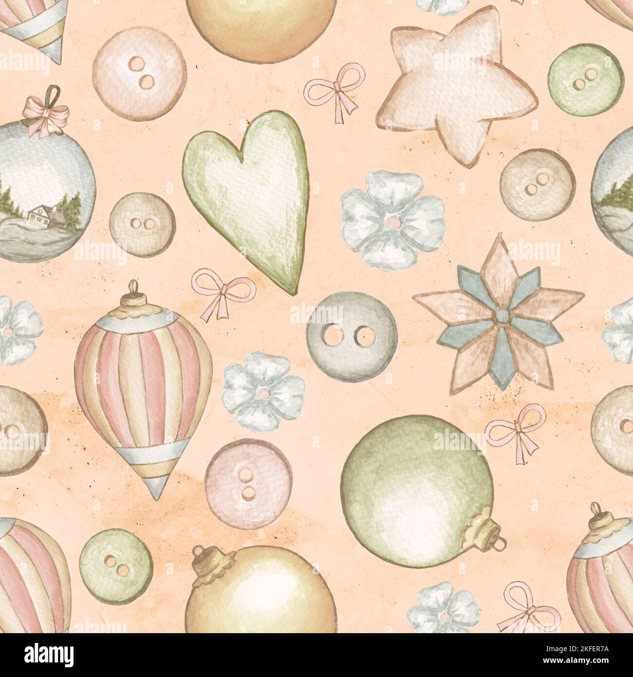 Weihnachtliche Nahtloses Muster, handgezeichneter Hintergrund Stockfoto