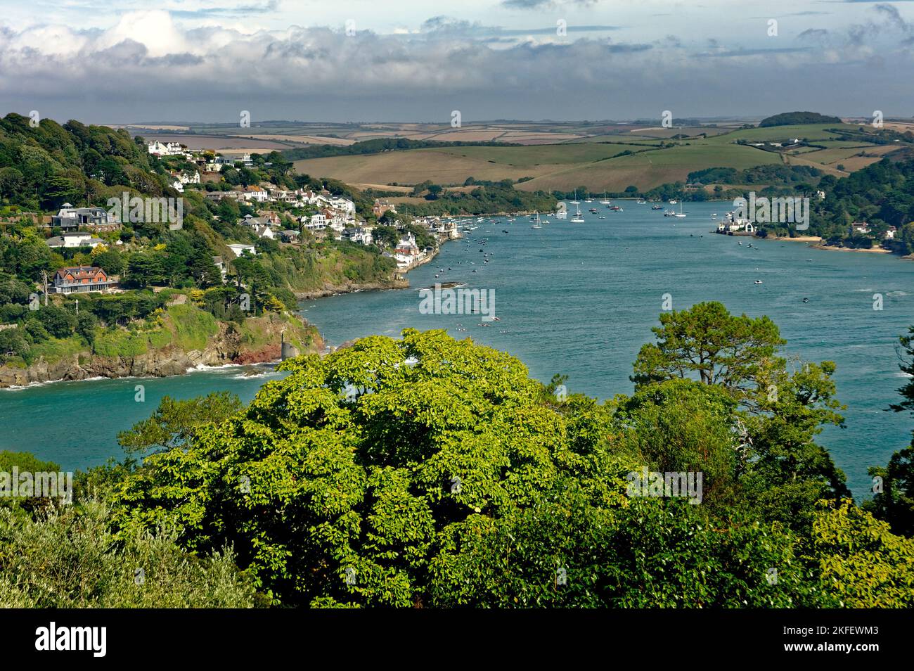 Salcombe-Mündung South Devon Blick vom Küstenwanderweg Stockfoto
