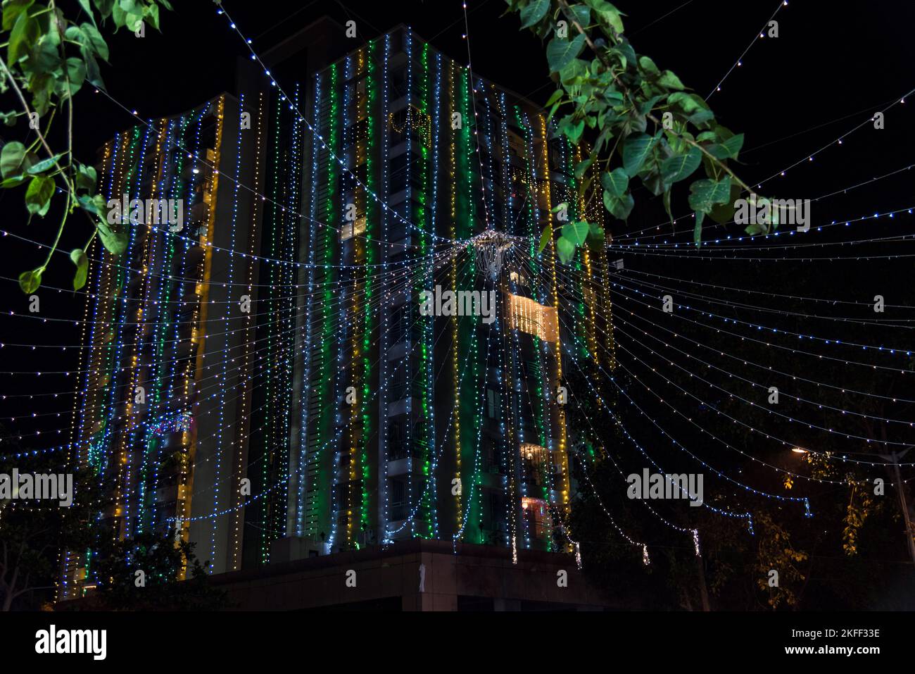 Straßenbeleuchtung Dekoration, Diwali Festival, Lokhandwala, Andheri, Bombay, Mumbai, Maharashtra, Indien Stockfoto