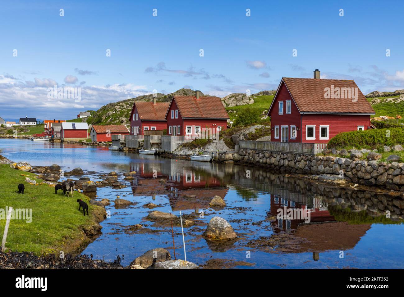 Skandinavische Idylle auf der Halbinsel Egeroy, Norwegen Stockfoto