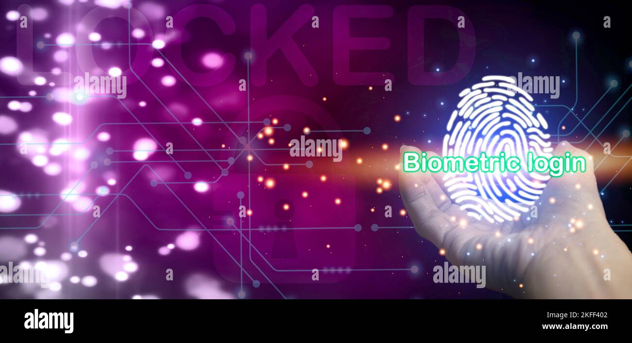 Geschäftsmann mit Fingerabdruck-Scan. Der Fingerabdruck-Scan ermöglicht ...