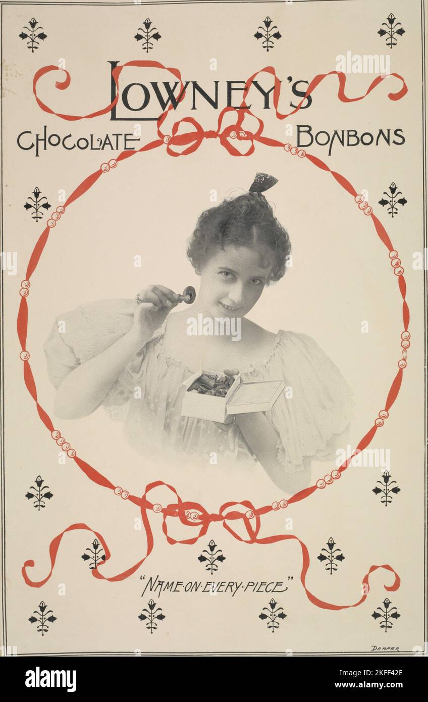 Lowney's Schokoladenbonbons, c1895 - 1917. Stockfoto