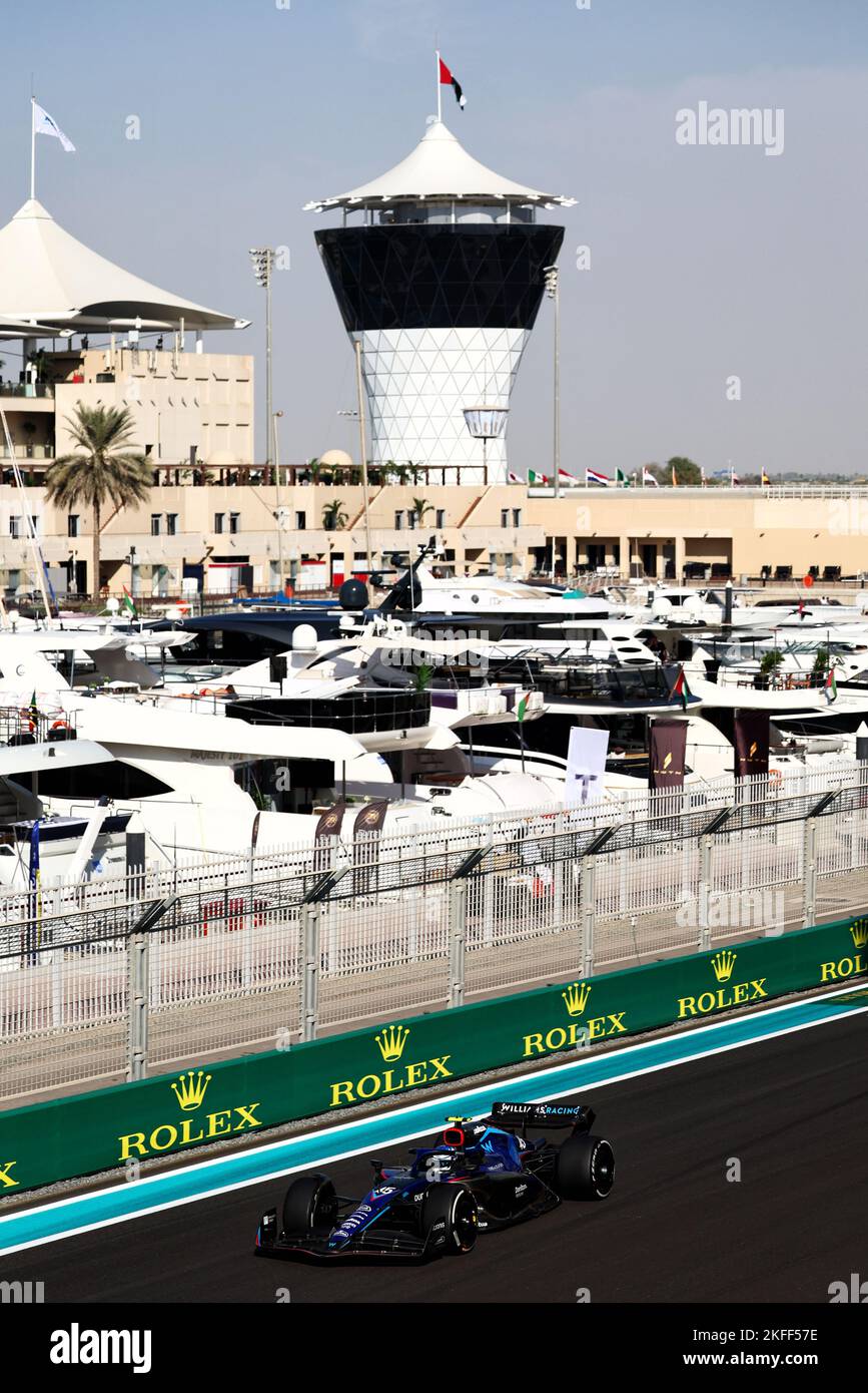 Logan Sargeant (USA) Williams Racing FW44 Academy Driver. Abu Dhabi Grand Prix, Freitag, 18.. November 2022. Yas Marina Circuit, Abu Dhabi, VAE. Stockfoto