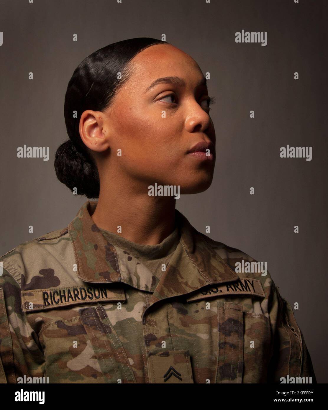 Walter Reed Army Institute of Research MLK Day Portrait-Serie. Im Bild: CPL Dominique Richardson. „Ich habe an der University of Alabama und whe mein Studium abgeschlossen Stockfoto