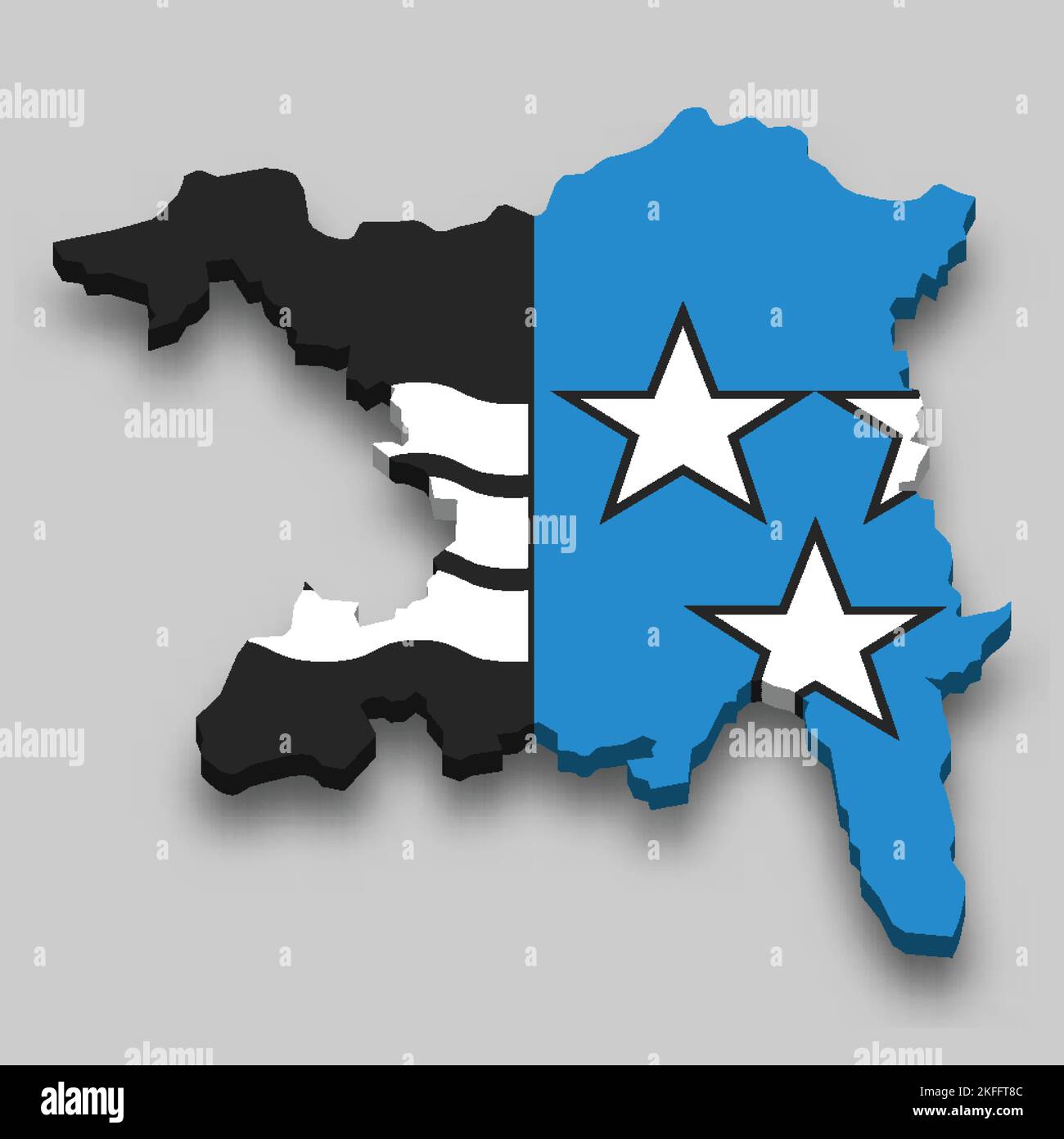 3D isometrische Karte von Aargau ist eine Region der Schweiz mit Nationalflagge Stock Vektor