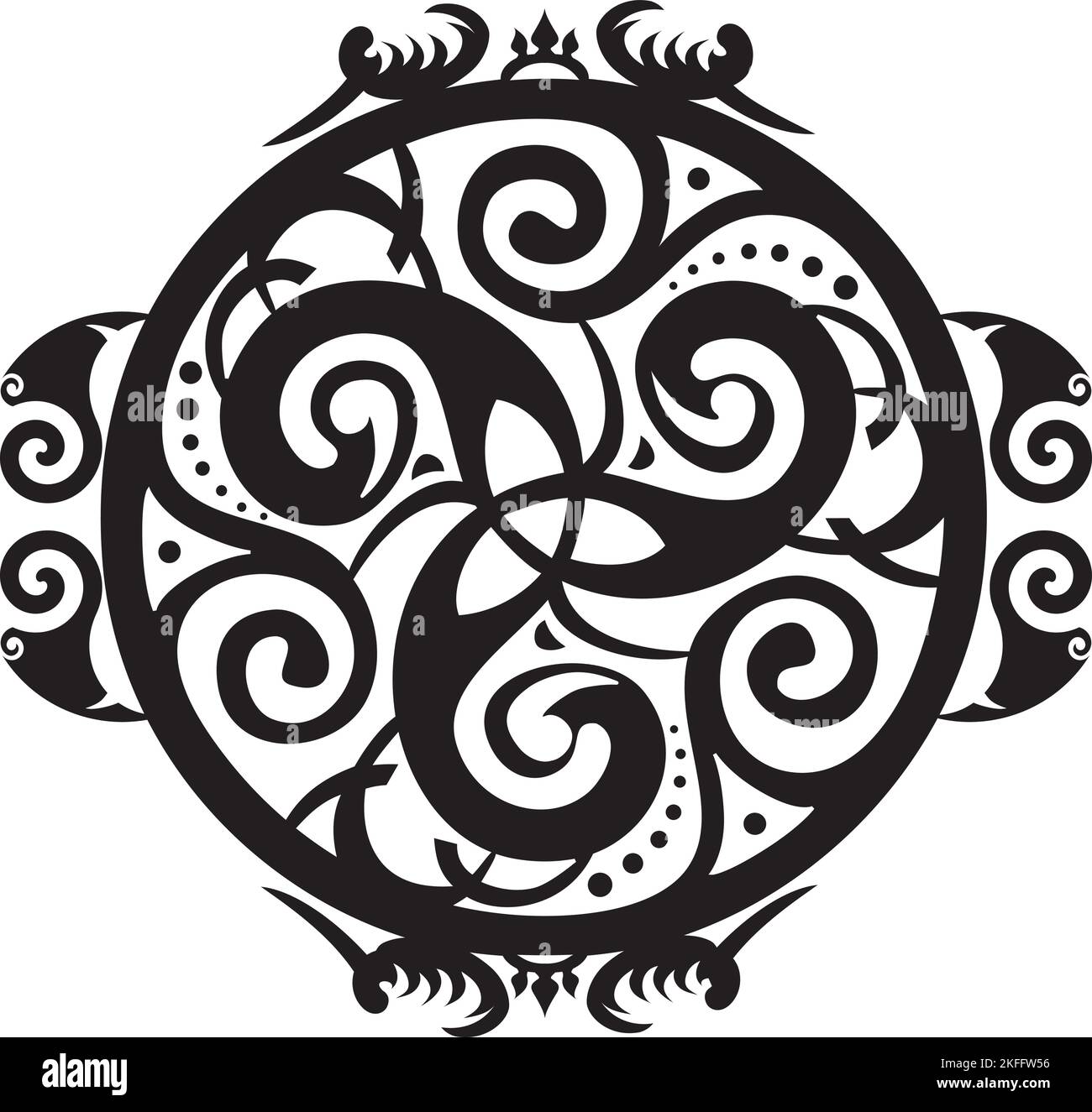 Keltisches Symbol - Keltischer Knoten und Triskelion Kreis - Trinität - Heilige Geometrie - Energie Stock Vektor