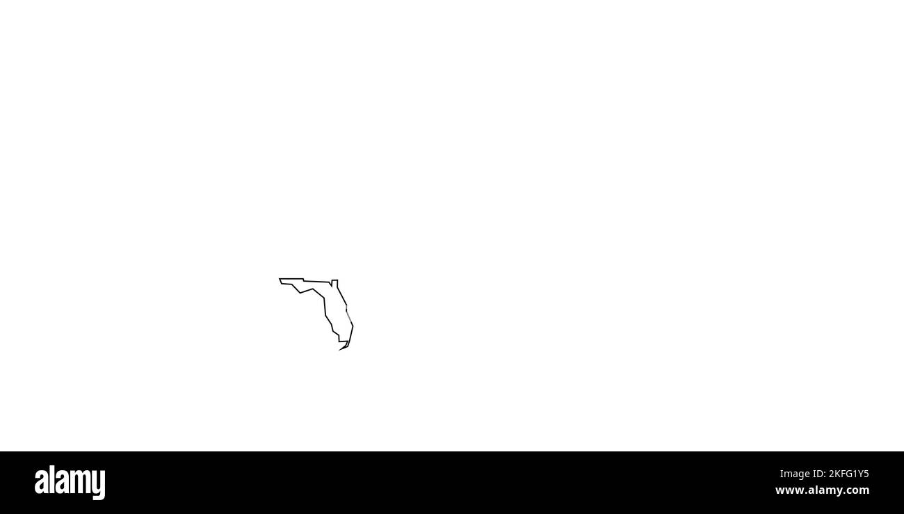 Florida Staat der Vereinigten Staaten von Amerika, USA. Vereinfachte dicke schwarze Umrisskarte. Einfache flache Vektordarstellung Stock Vektor