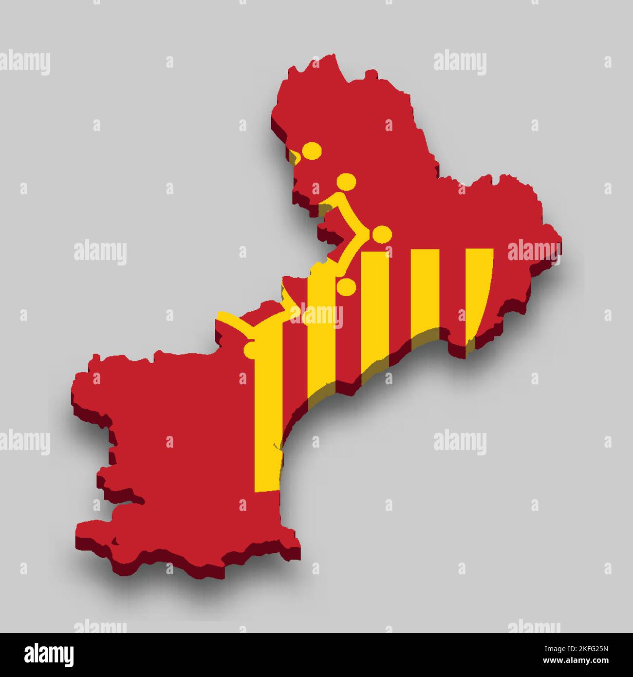 3D isometrische Karte von Languedoc-Roussillon ist eine Region Frankreichs mit Nationalflagge Stock Vektor