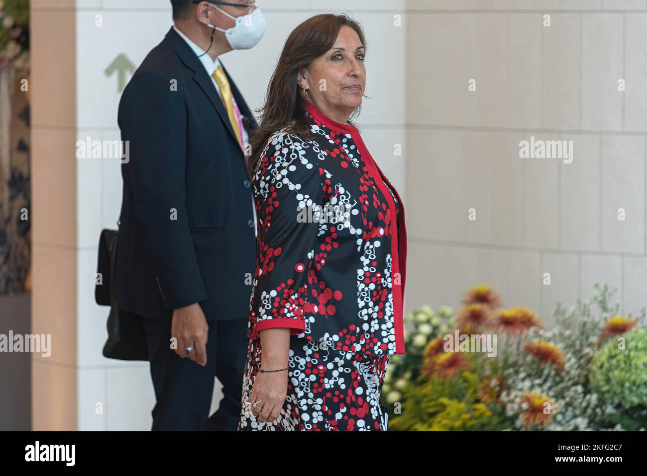 Bangkok, Thailand. 18.. November 2022. Die peruanische Vizepräsidentin Dina Boluarte nimmt am APEC Leaders Dialogue im Queen Sirikit National Convention Center in Bangkok Teil. Kredit: SOPA Images Limited/Alamy Live Nachrichten Stockfoto