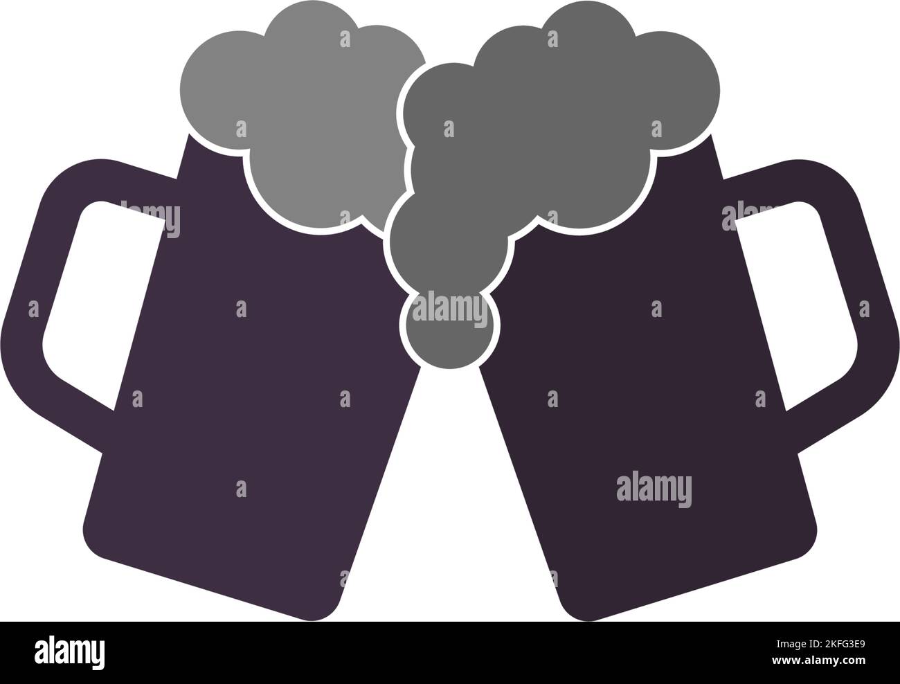 Die zwei Tassen Bier isoliert auf weißem Hintergrund. Stock Vektor