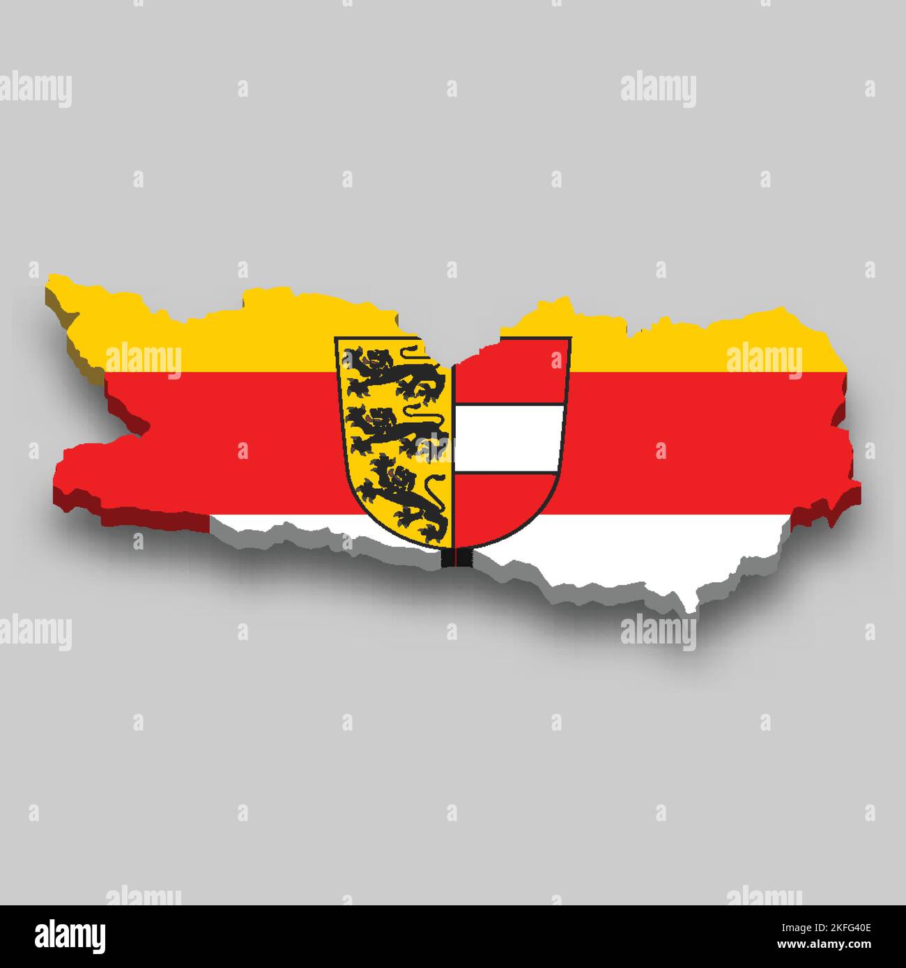 3D isometrische Karte von Kärnten ist eine Region von Österreich mit Nationalflagge Stock Vektor