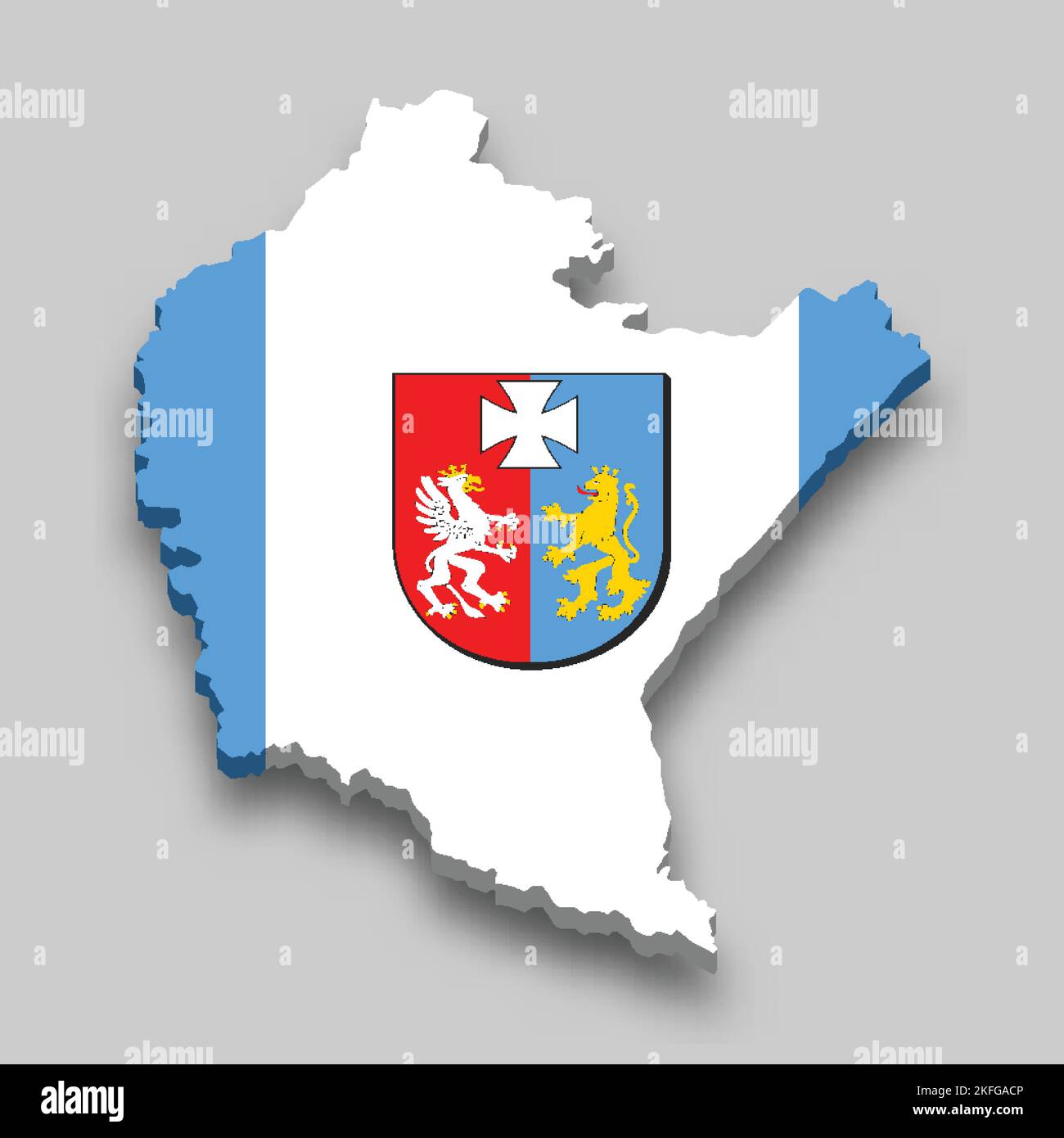 3D isometrische Karte von Subcarpathia ist eine Region Polens mit Nationalflagge Stock Vektor