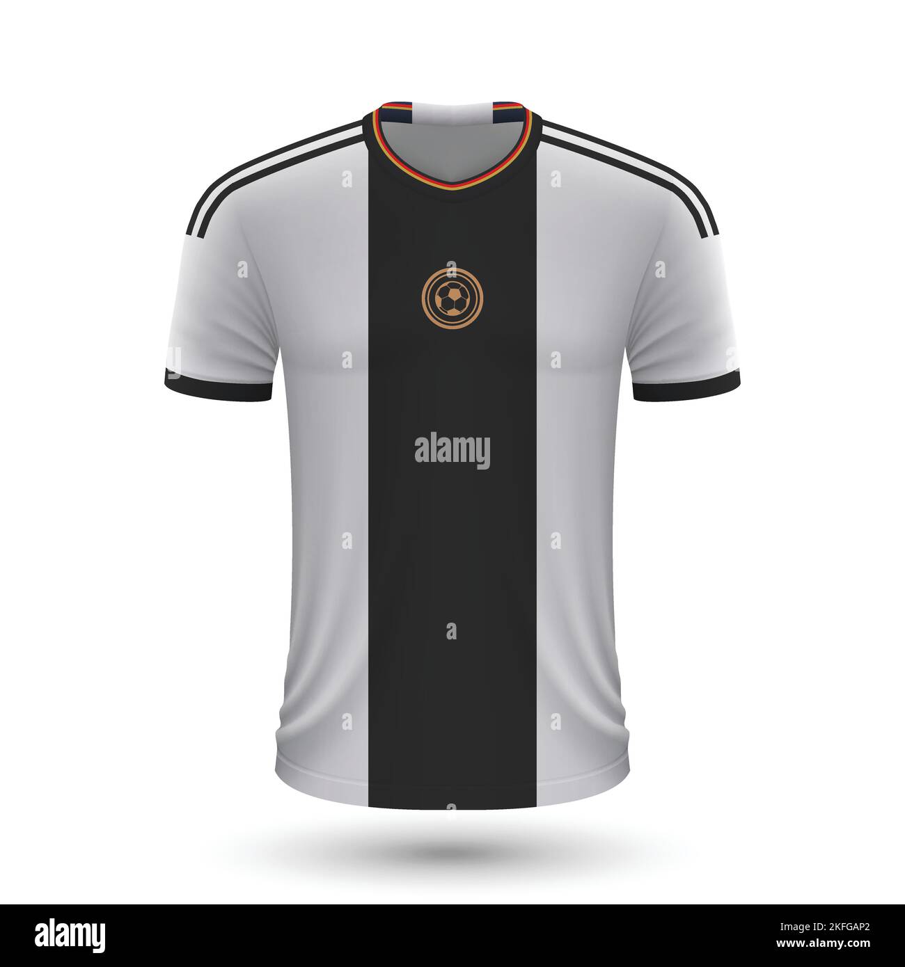 Realistisches Fußballtrikot von Deutschland, Trikotvorlage für Fußballtrikot Stock Vektor
