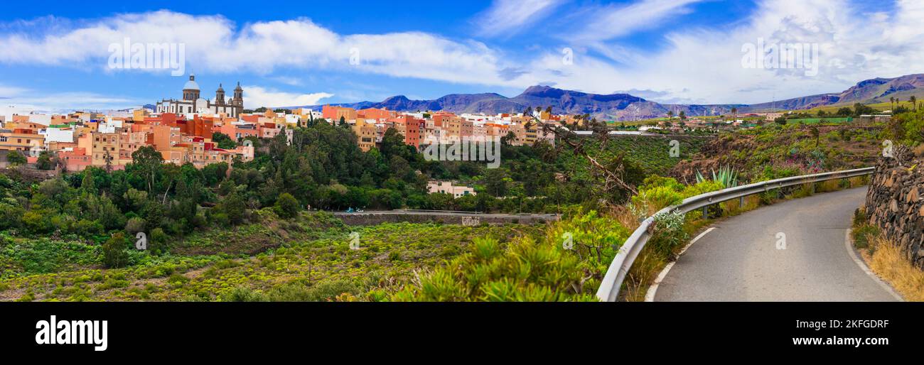 Reise und Sehenswürdigkeiten von Gran Canaria - schöne Stadt Aguimes. Die besten Orte auf der Kanarischen Insel Stockfoto