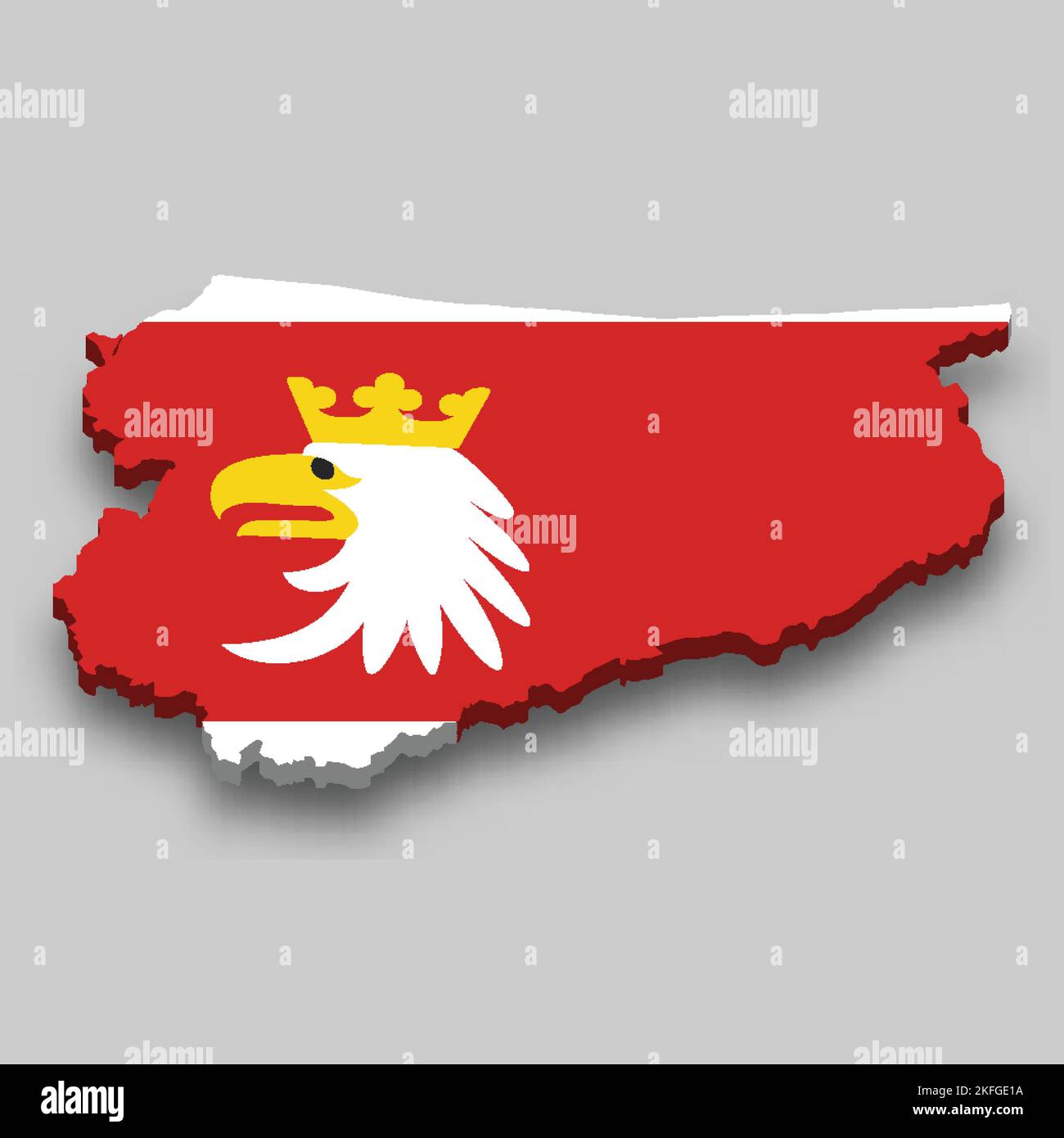 3D isometrische Karte von Warmia-Masuren ist eine Region Polens mit Nationalflagge Stock Vektor