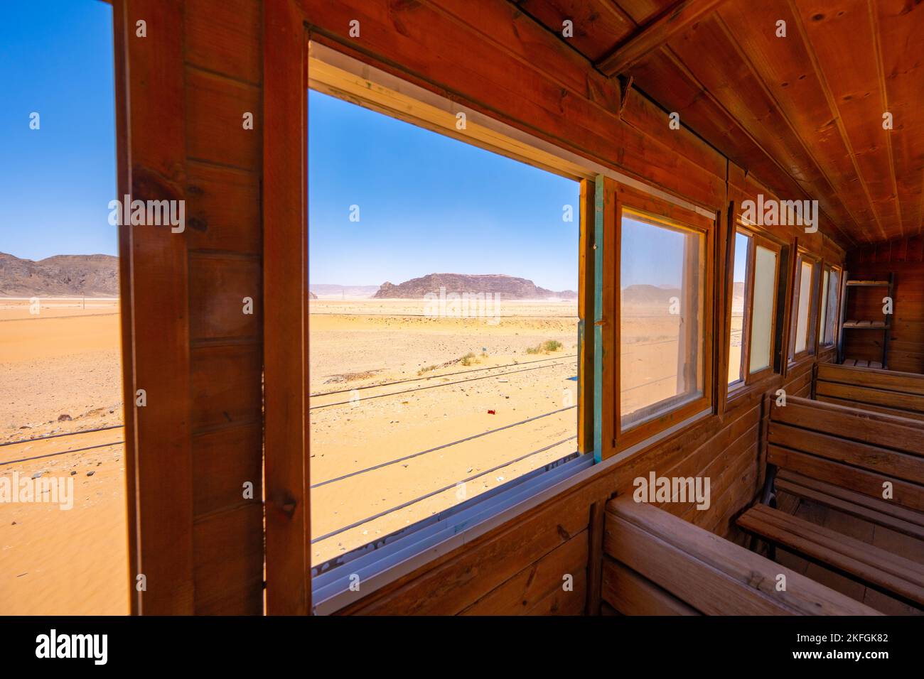 Hejaz Railway Train am Wadi Rum Bahnhof in Wadi Rum Jordan Stockfoto