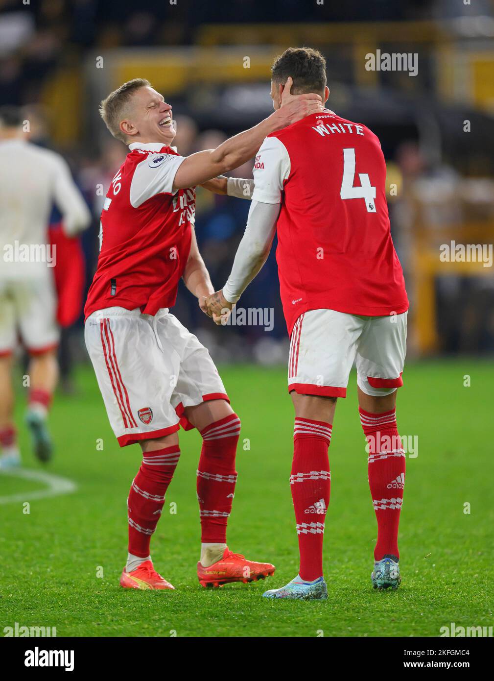 12. November 2022 - Wolverhampton Wanderers / Arsenal - Premier League - Molineux Arsenals Ben White und Oleksandr Zinchenko während des Spiels gegen die Wölfe. Bild : Mark Pain / Alamy Live News Stockfoto