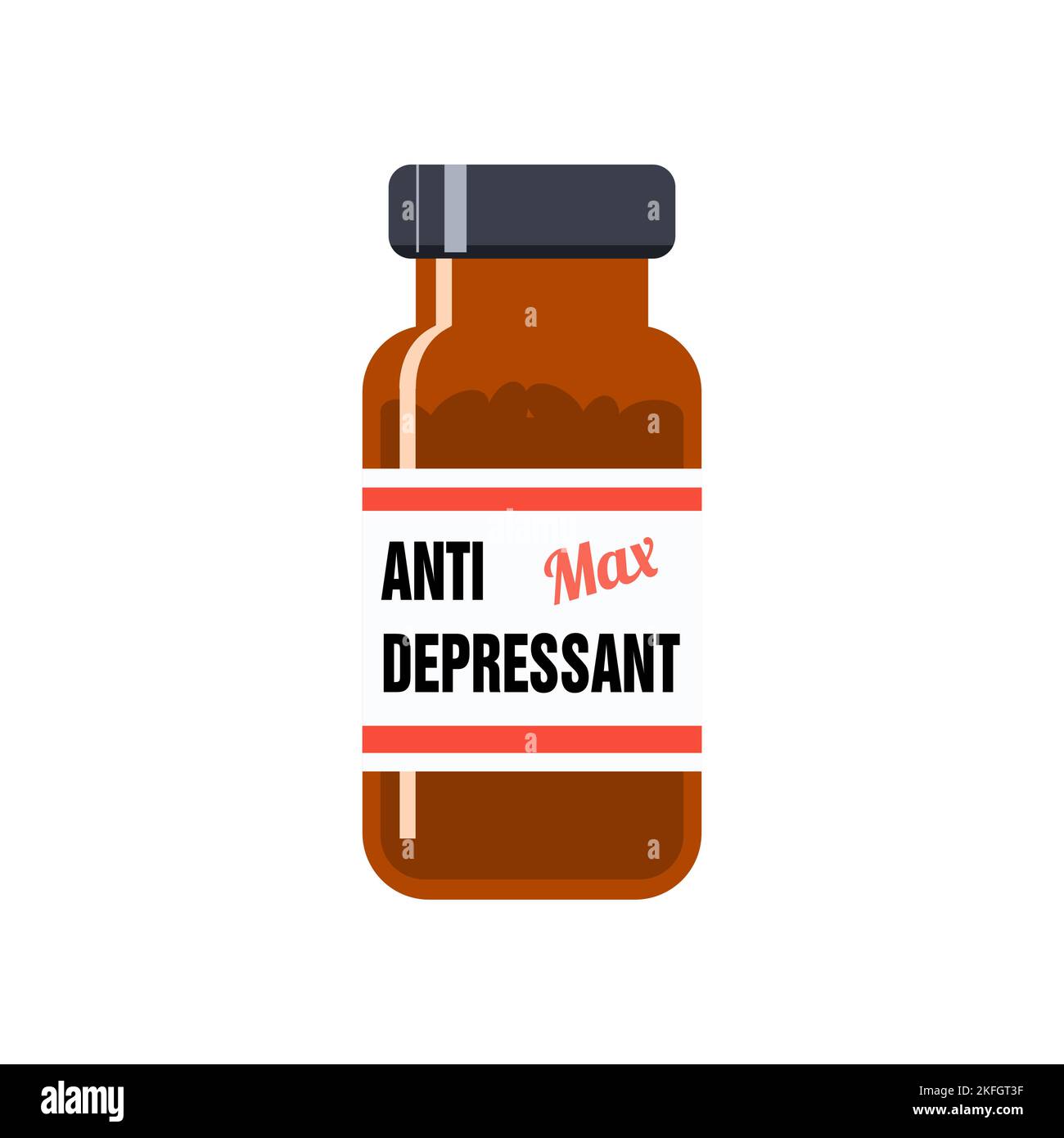 Antidepressivum max generische Medikamentenflasche. Antidepressivum Pillen Flasche. Konzept der pharmazeutischen Industrie. Stock Vektor