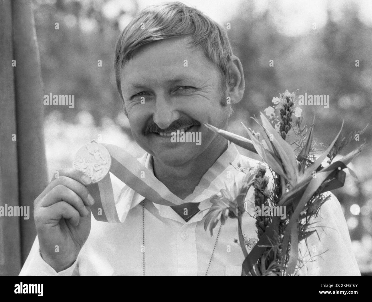 OLYMPIC SUMMERGAMES IN LOS ANGELES USA 1984RAGNAR SKANÅKER Schwedischer Silbermedaillengewinnerin im Schießen auf freie Pistole Stockfoto