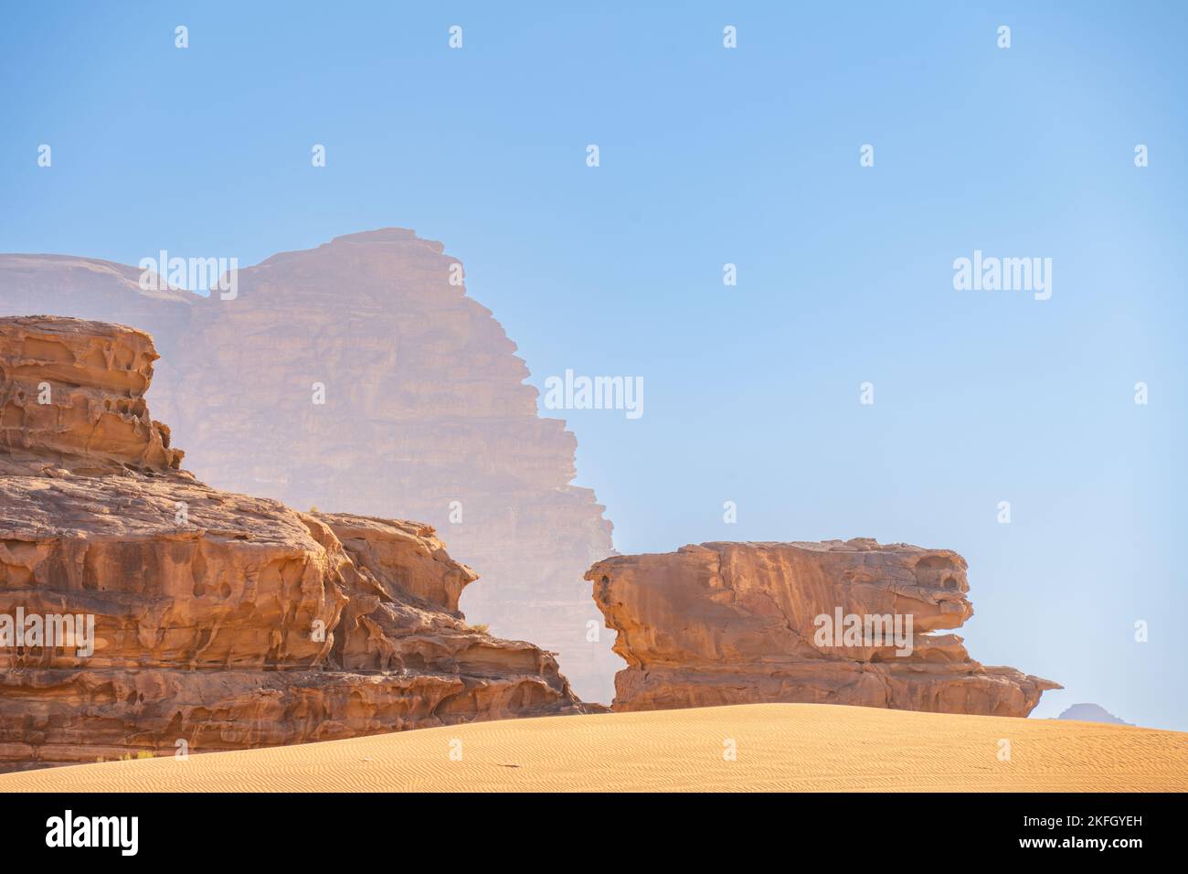 Berge von Wadi Rum Jordanien Stockfoto